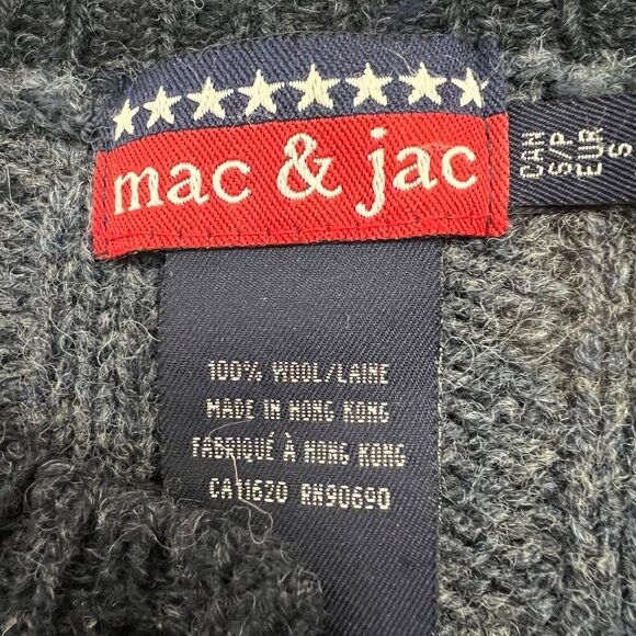 Mac & Jac Gray & Blue Striped Rib Knit Wool Cardigan Sweater Coat Size Small - Picture 10 of 10